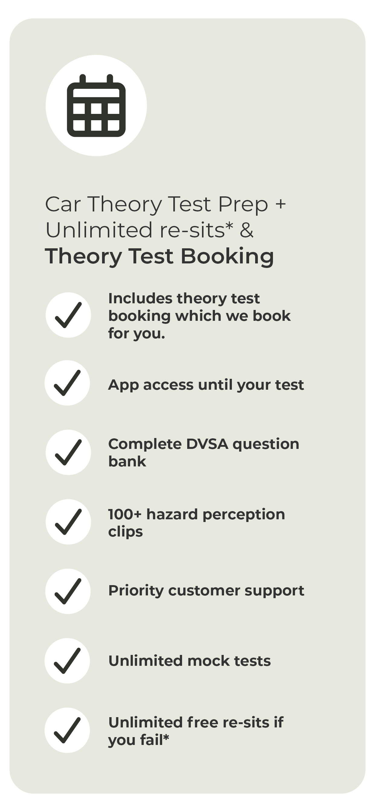 Car theory test prep with unlimited re-sits and theory test booking included
